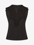 Top uni sans manches col en crochet - Noir - 3