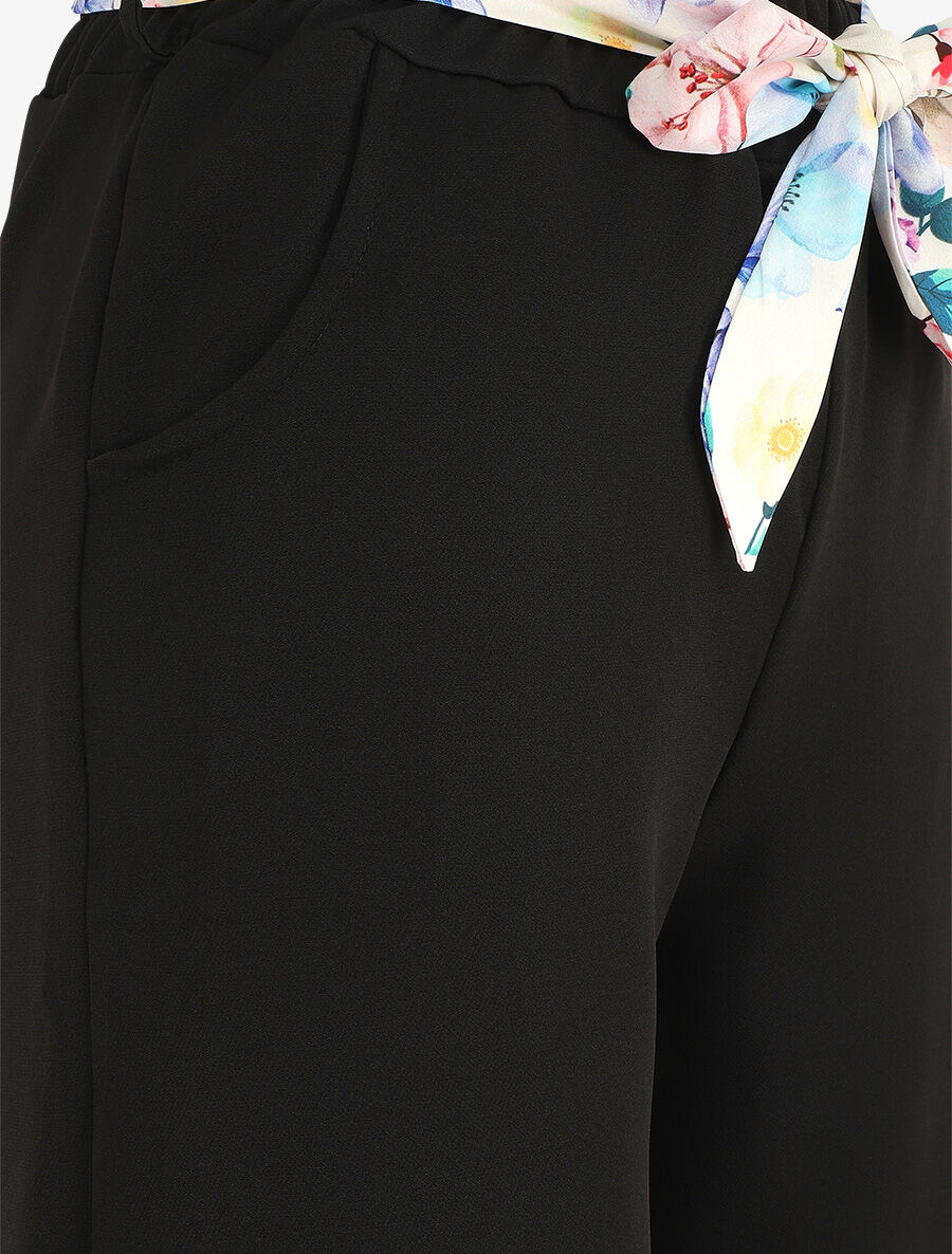 Pantalon ample à taille élastiquée - Noir - 3