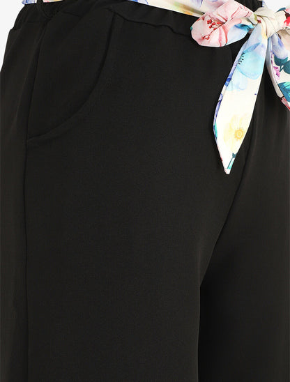 Pantalon ample à taille élastiquée - Noir - 3