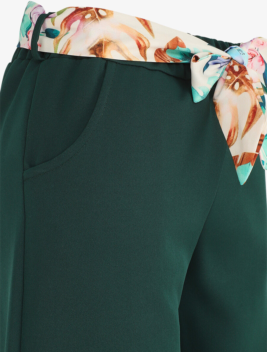 Pantalon ample à taille élastiquée - Vert sapin - 3