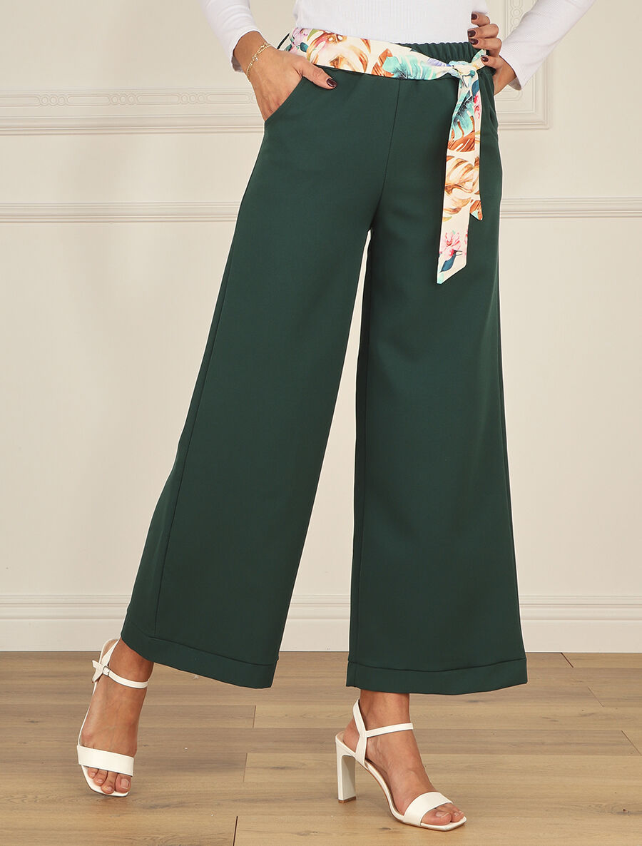Pantalon ample à taille élastiquée - Vert sapin - 4