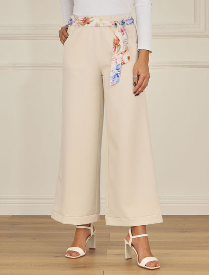 Pantalon ample à taille élastiquée - Beige - 4