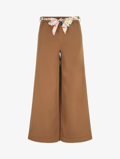 Pantalon ample à taille élastiquée - Camel - 1