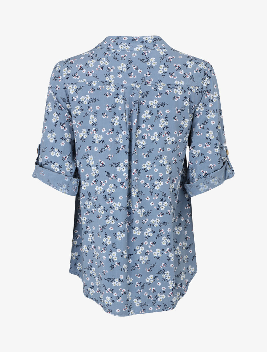 Blouse à imprimé fleuri - Bleu - 2