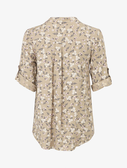 Blouse à imprimé fleuri - Beige - 2