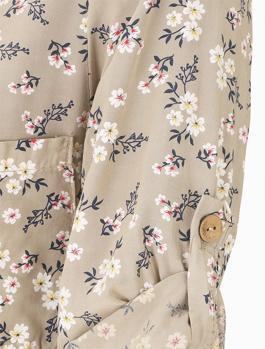 Blouse à imprimé fleuri - Beige - 3