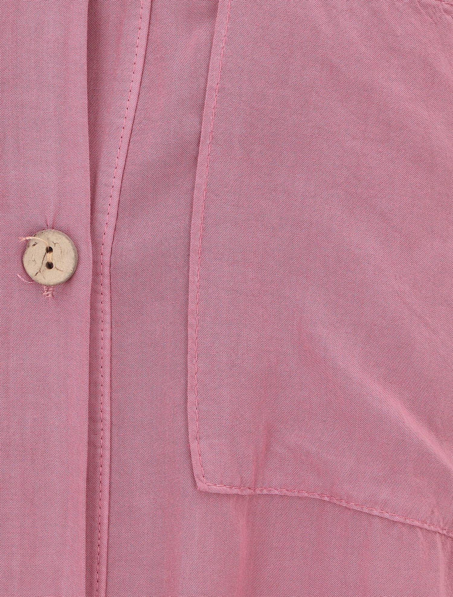 Chemise élastiquée unie manches longues - Vieux rose - 3