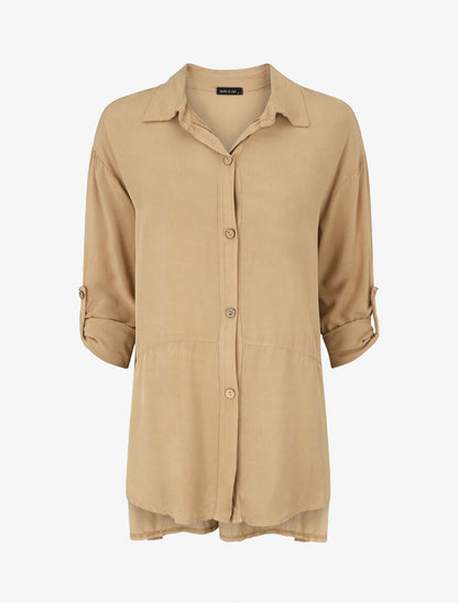 Chemise fluide oversize - Camel - 1