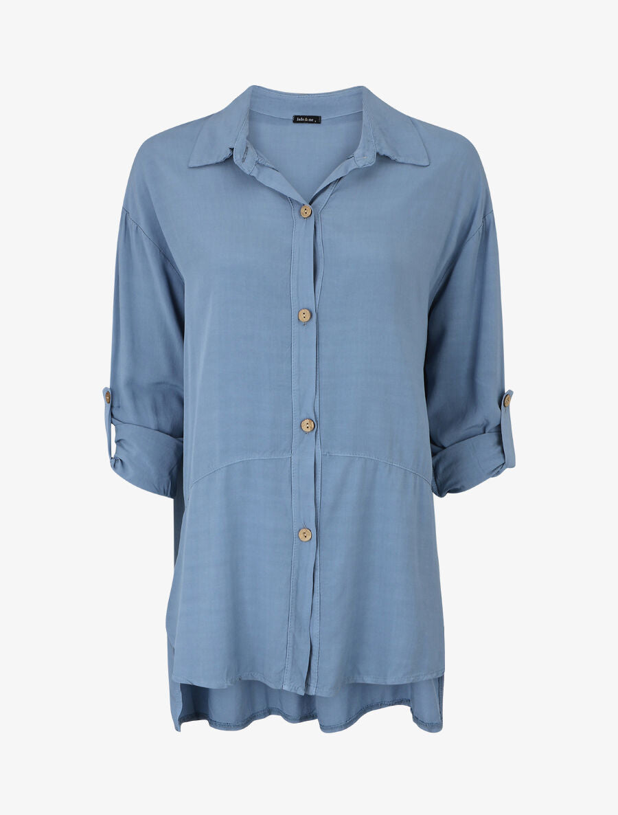 Chemise fluide oversize - Bleu ciel - 1