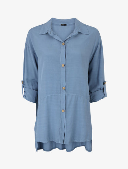 Chemise fluide oversize - Bleu ciel - 1
