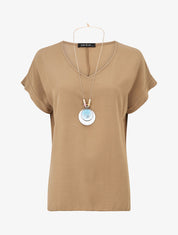 Top uni avec fente au dos - Camel - 5