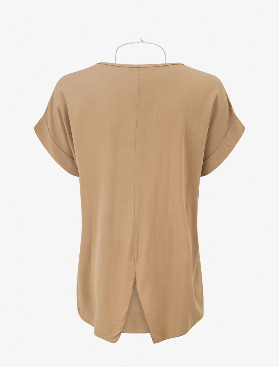 Top uni avec fente au dos - Camel - 2