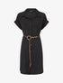 Robe chemise unie à manches courtes - Noir - 1