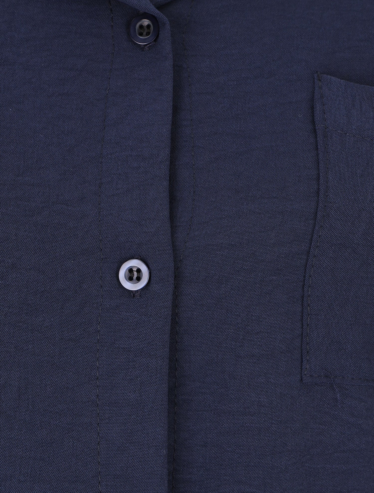 Robe chemise unie à manches courtes - Marine - 3