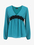 Blouse en voile et dentelle - Turquoise - 1