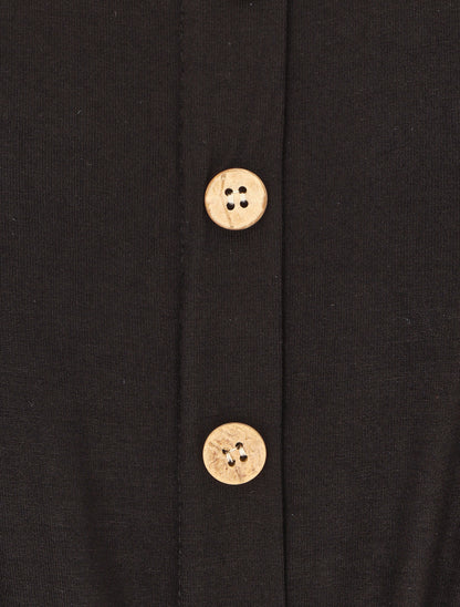 Robe unie à taille élastiquée - Noir - 3