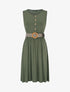 Robe unie à taille élastiquée - Kaki - 1
