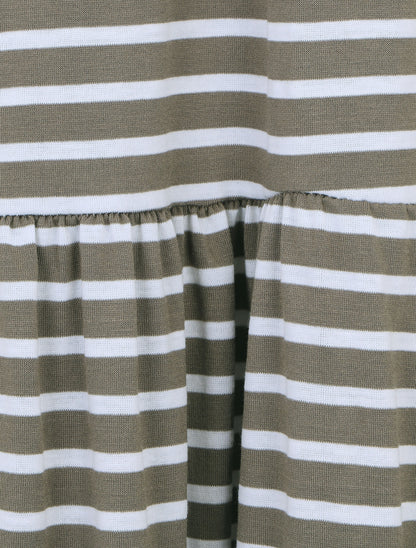 Robe imprimé rayures à taille élastiquée - Kaki - 3