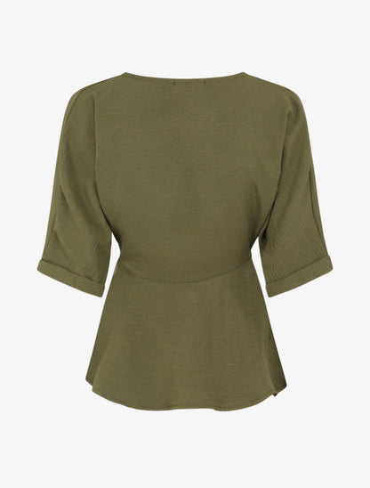 Top fluide boutonné - Kaki - 2