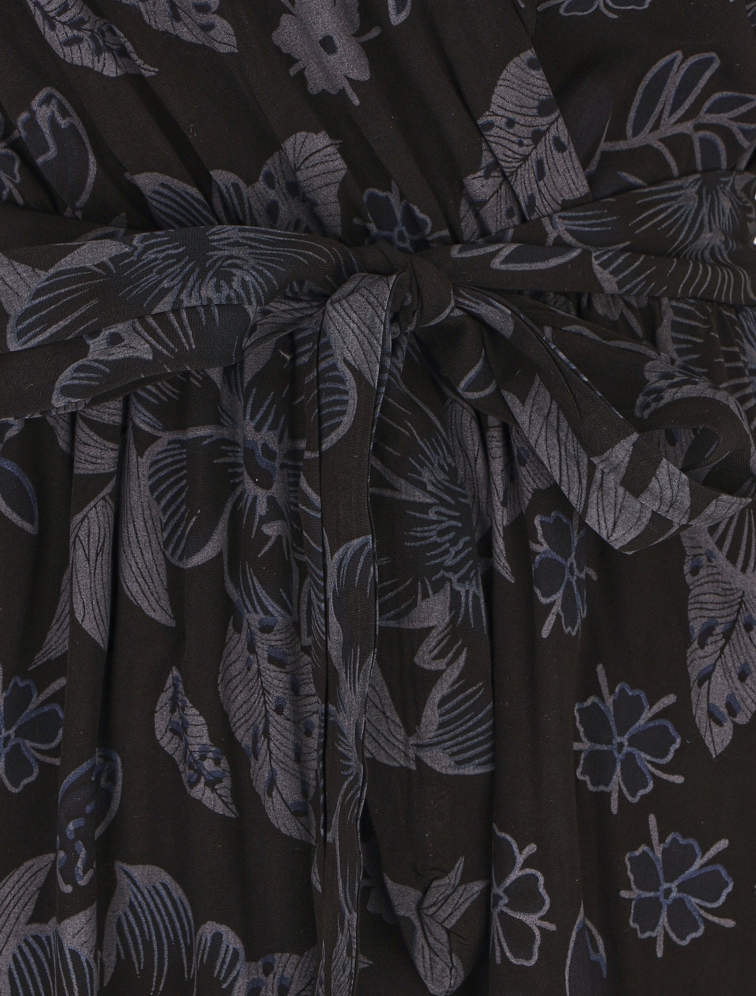 Robe longue fleurie col cache-coeur - Noir - 3