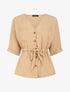 Top fluide boutonné - Beige - 1