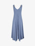 Robe longue unie coupe droite - Bleu - 1