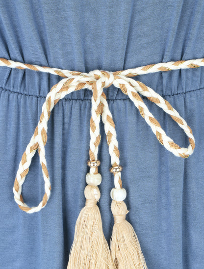 Robe longue style portefeuille - Bleu - 3