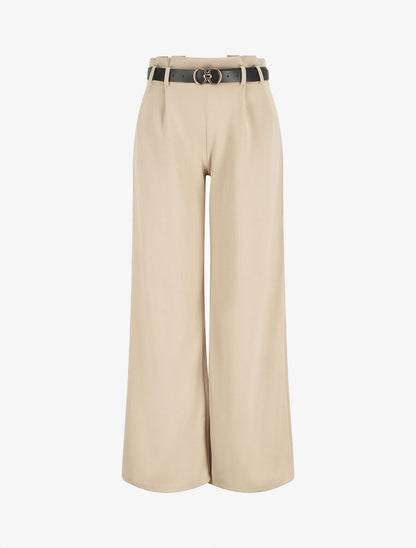 Pantalon fluide ceinturée - Beige - 5