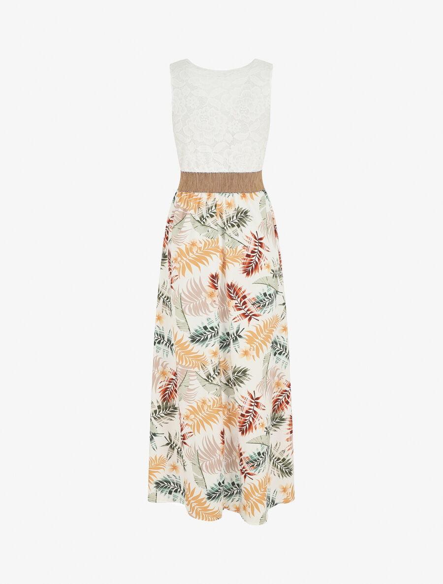 Robe longue à bustier en dentelle - Blanc - 2