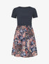 Robe évasée manches courtes imprimé cachemire - Marine - 1