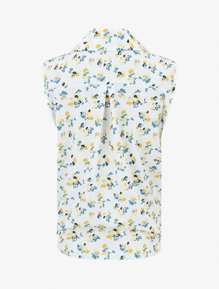 Chemise fleurie sans manches - Blanc - 2