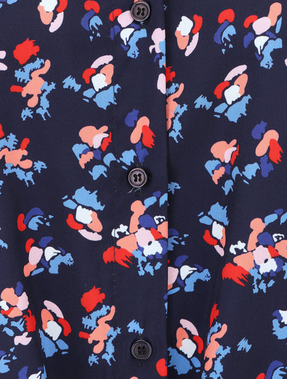 Chemise fleurie sans manches - Marine - 3