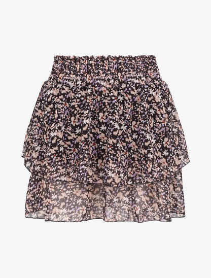 Mini-jupe patineuse à imprimé floral - Noir/lilas - 1