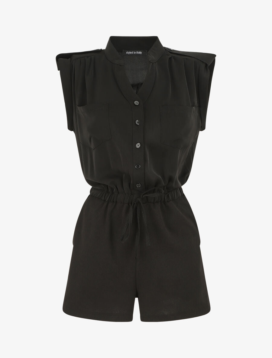 Combishort fluide sans manches - Noir - 4