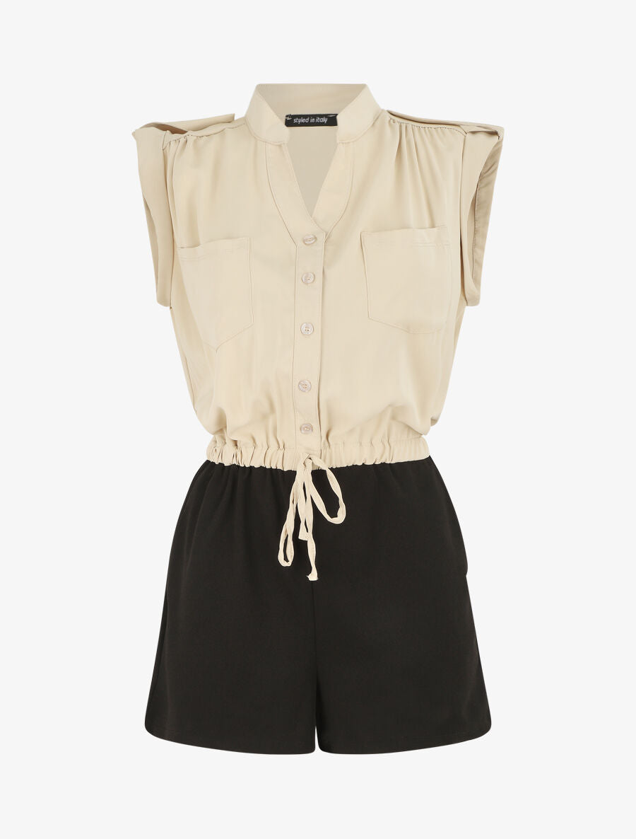 Combishort fluide sans manches - Beige - 5