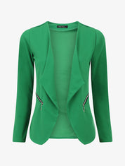 Veste fluide unie col cascade - Vert - 1