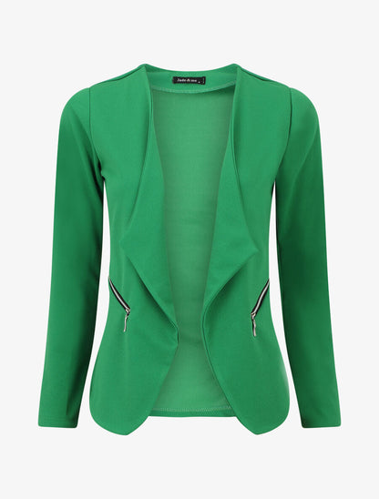 Veste fluide unie col cascade - Vert - 1