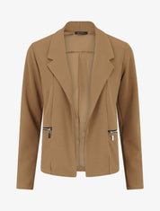 Blazer fluide uni à poches zippées - Camel - 1