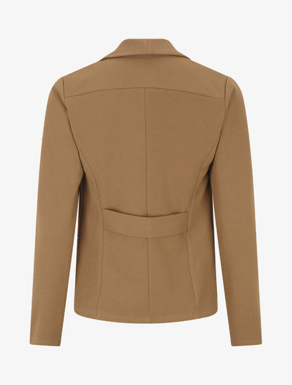 Blazer fluide uni à poches zippées - Camel - 2
