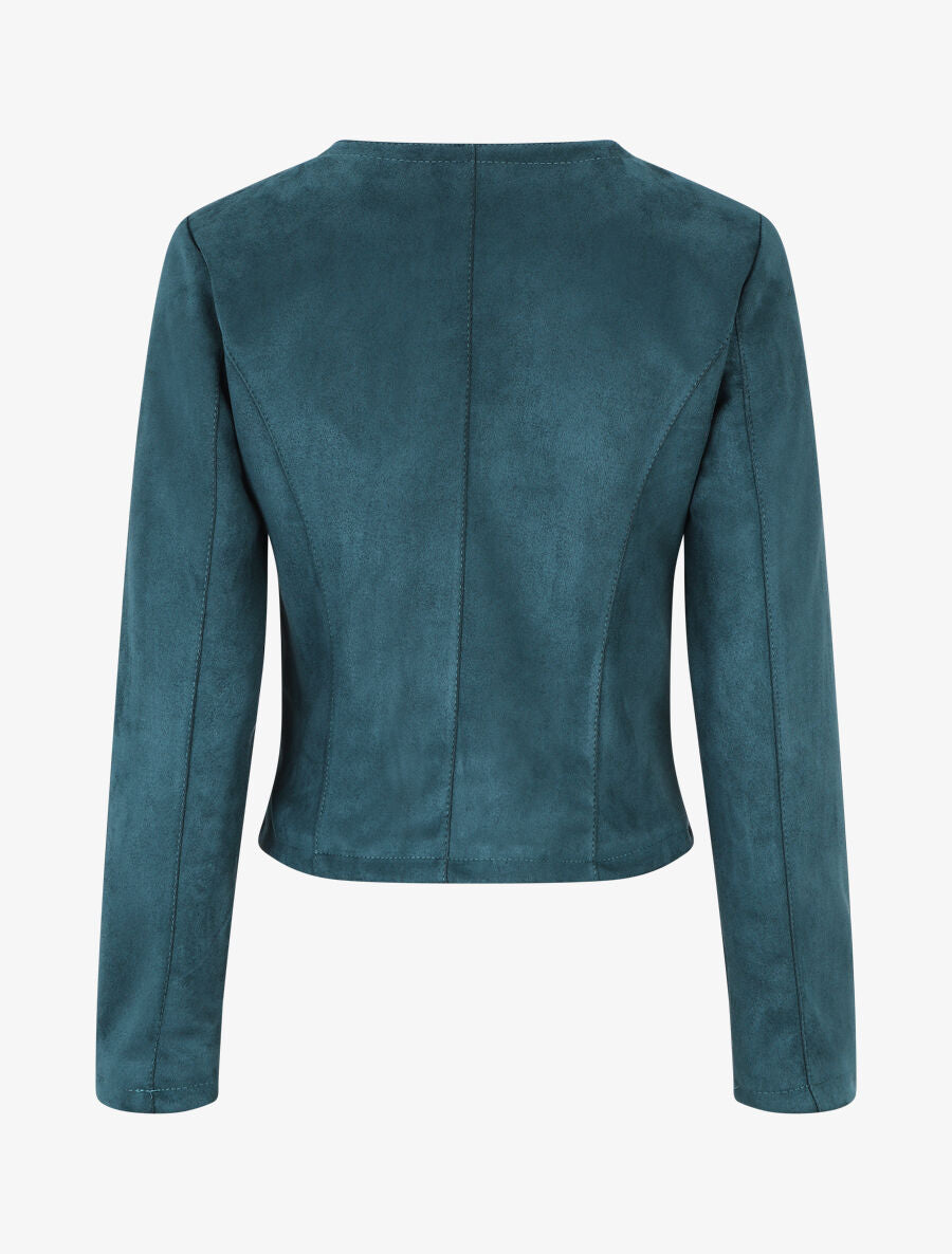 Veste zippée en suédine - Bleu canard - 2