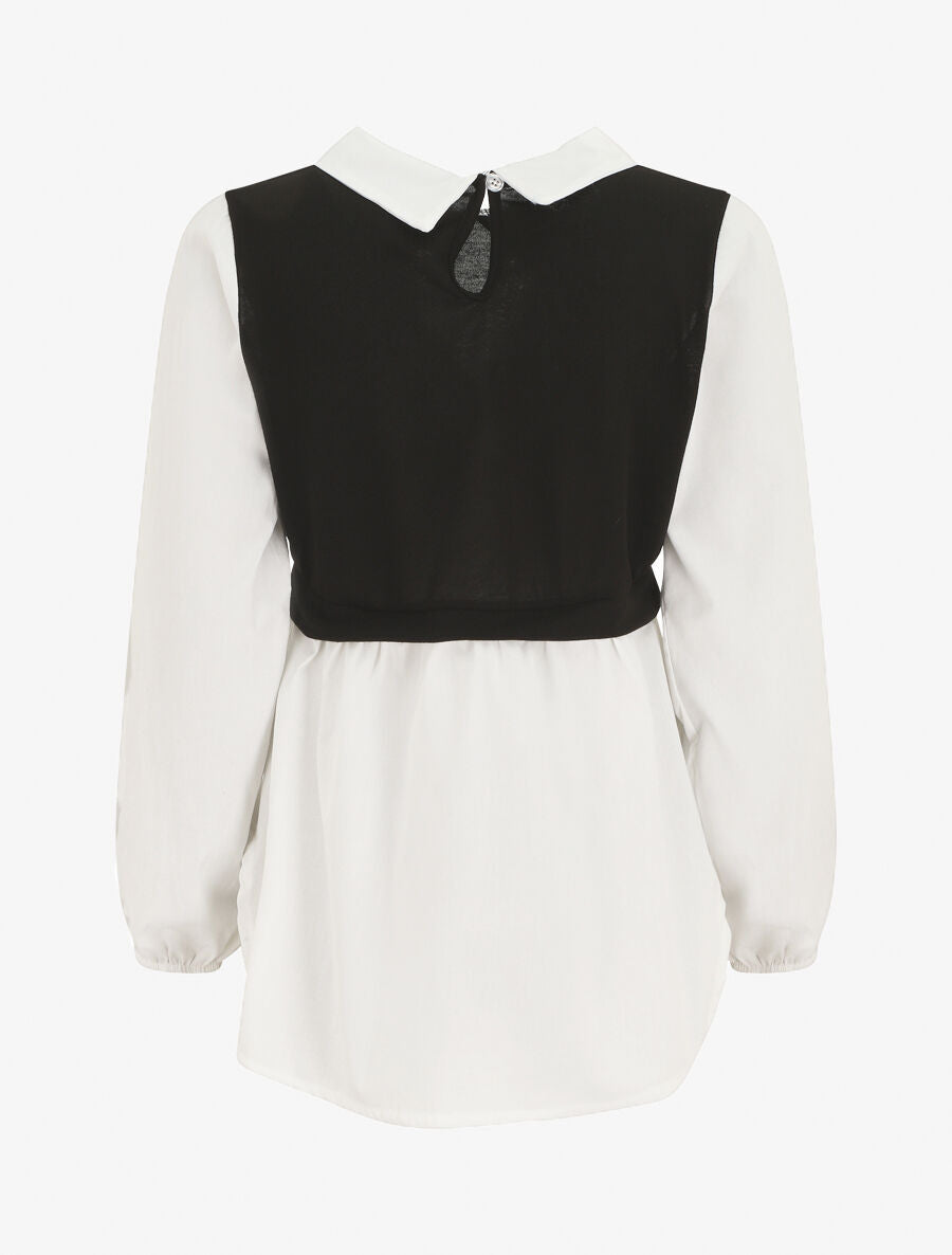 Pull à chemise en trompe l&