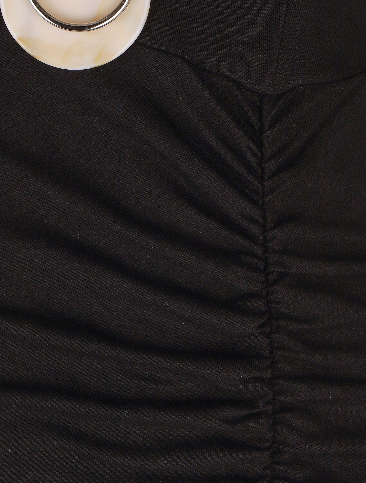 Robe froncée unie manches courtes - Noir - 3
