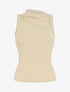 Top côtelé sans manches col asymétrique - Beige - 5