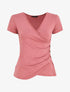 Top manches courtes uni col cache-coeur - Vieux rose - 4