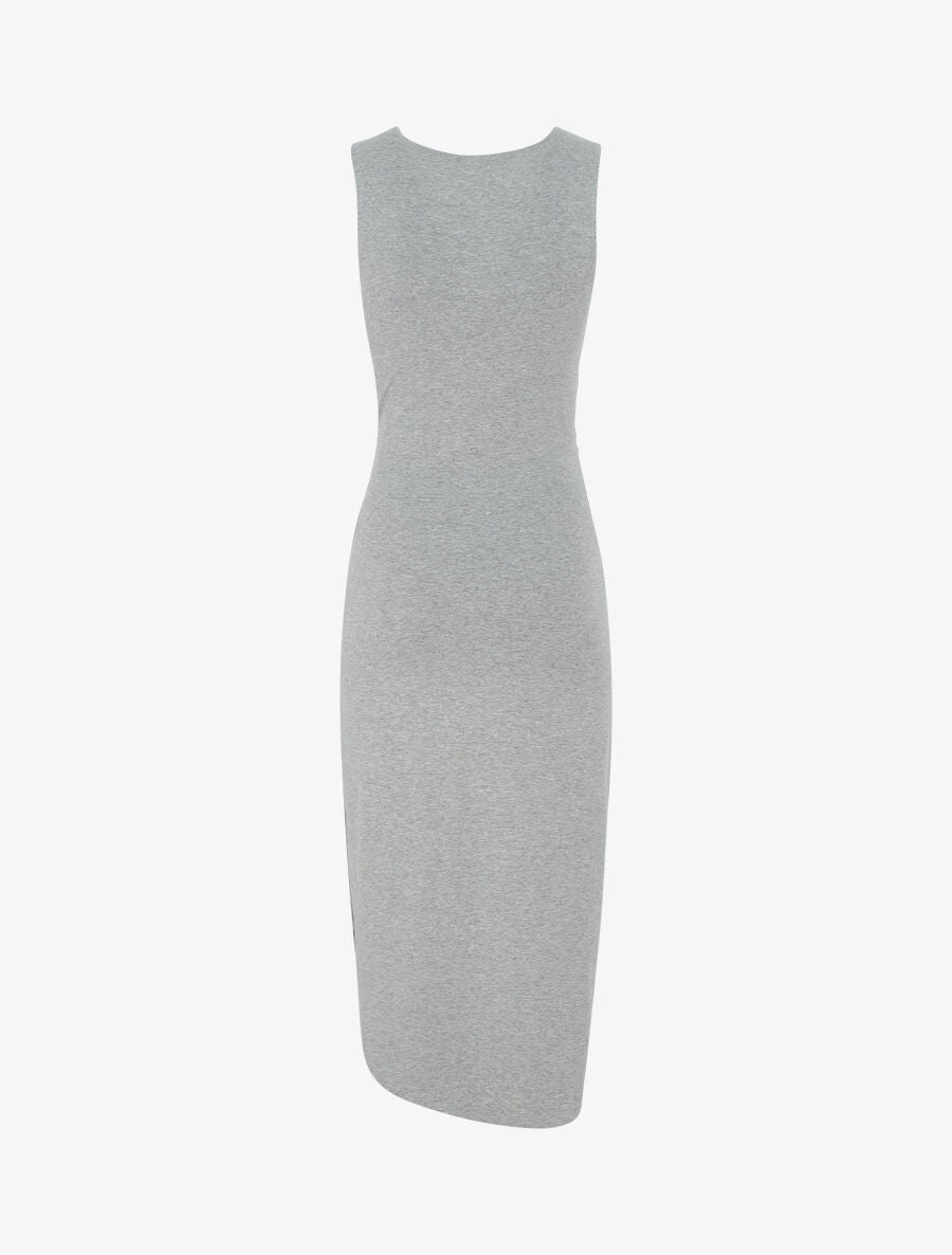 Robe drapée longue unie sans manches - Gris chiné - 2