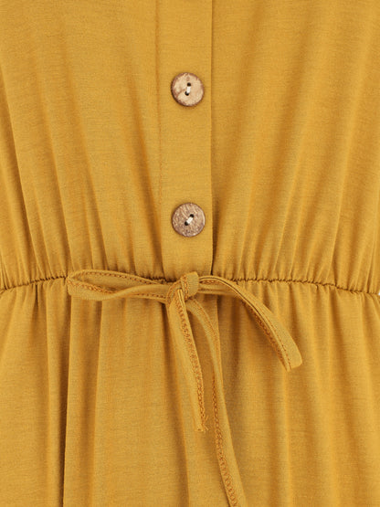 Robe mi-longue fluide - Jaune moutarde - 3