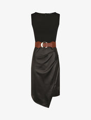 Robe ajustée style portefeuille sans manches - Noir - 5