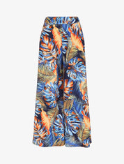 Pantalon ample imprimé tropical - Bleu - 1