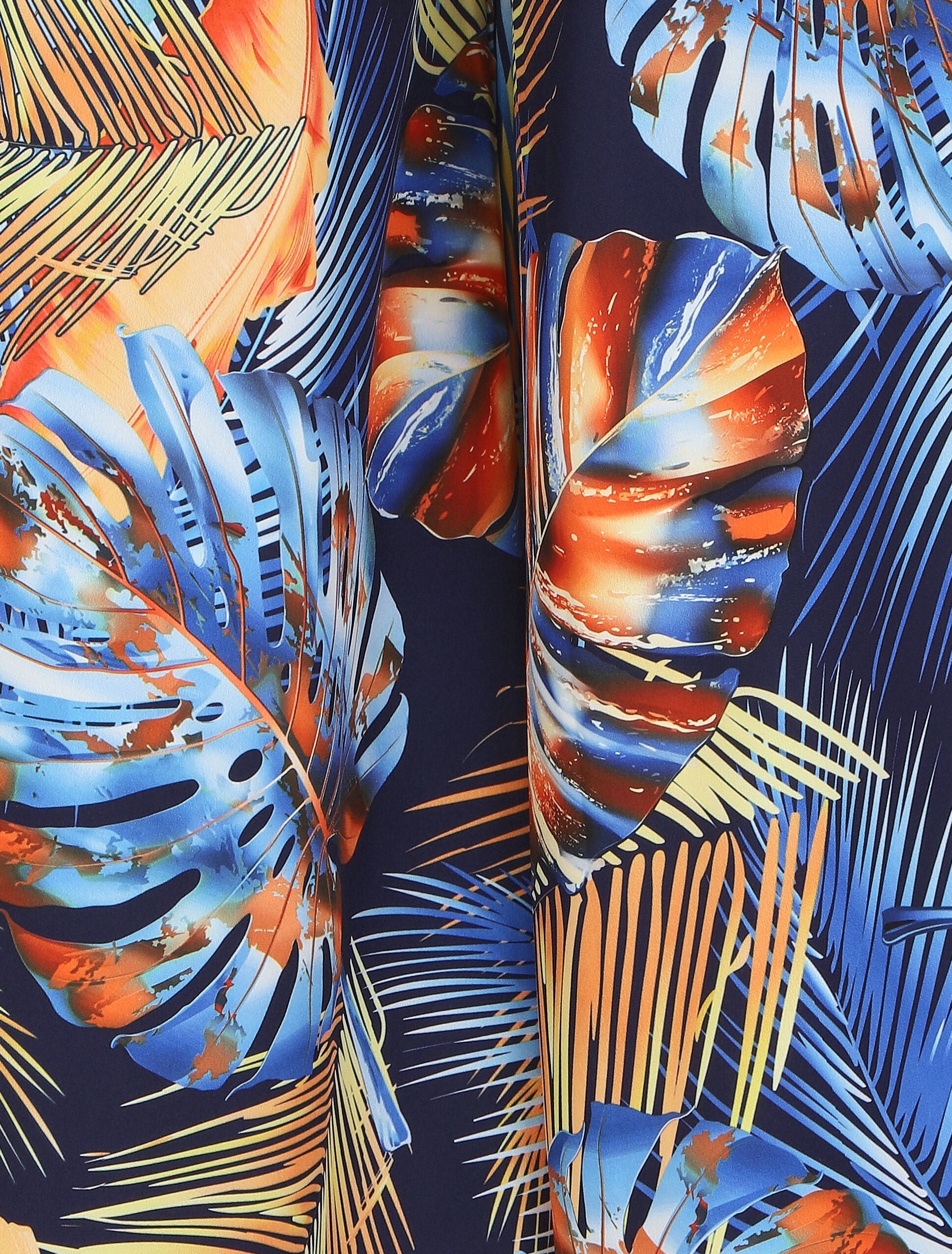Pantalon ample imprimé tropical - Bleu - 3