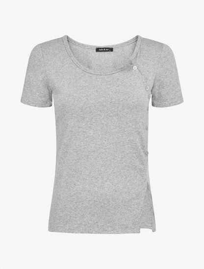 Top uni à boutons décoratifs - Gris - 1